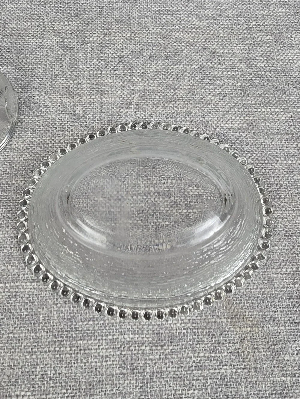 Vtg Indiana Glass Bunny On Nest Clear Candy Dish